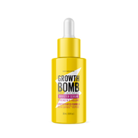 A yellow dropper bottle labeled Booster Serum Strength & Length for hair care enhances Strength & Volume, featuring Capixyl™ peptide and botanical extracts. Contains 30ml (1.01 fl oz). Black background.