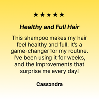 A customer review reads: Healthy and Full Hair. The Supercharge Shampoo by 250 ML detoxes my scalp and makes my hair feel healthy and full—a game-changer for my routine! I’m surprised by how much healthier my hair feels every day. — Cassondra.
