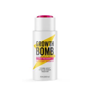 Growth Bomb shampoo bottle on a white background