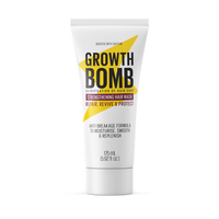 A white tube labeled 175 ML features the 10 Minute Miracle Mask by Growth Bomb, designed to strengthen hair with an anti-breakage formula. It promises Repair, Revive & Protect benefits, deeply hydrating, smoothing, and replenishing your locks. Contains 175 mL.
